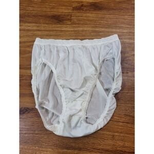 Vtg Panties Shiny Silky White Lace Sz 7 Sissy Sexy Granny Panty